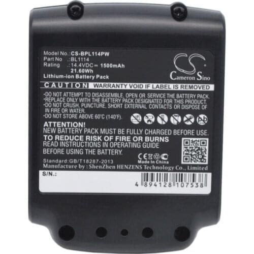 Cameron Sino 1500mAh battery for BLACK & DECKER ASL146BT12A 146K 146KB 148K 148KB LBXR16 LDX120C 120SB LGC120 LST220