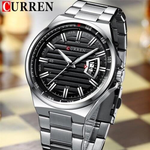 CURREN Sport Men Watch Top Brand Luxury Silver Military Fashion Waterproof Male Clock Stainless Steel Quartz Man Wristwatch 8375