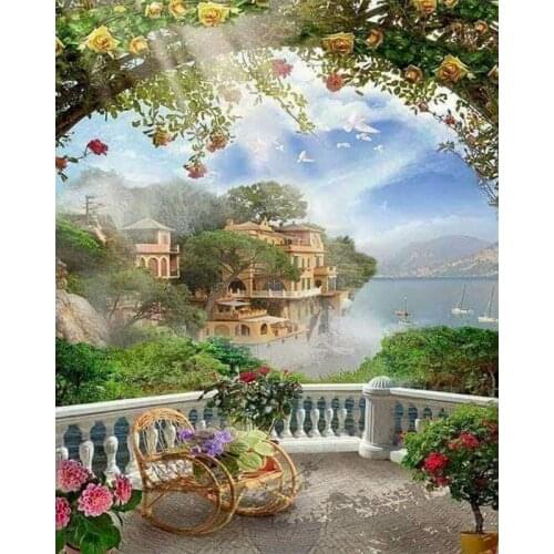 Scenery Painting By Numbers View With Frame Diy Kits On Canvas Acrylic Paint For Adults Coloring By Numbers Decoration Art Gift