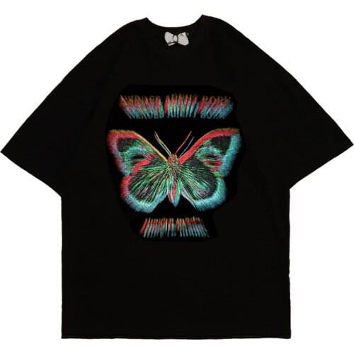 Oversized Hip Hop Men Women T-shirt Summer Short Sleeve T Shirt Men Butterfly Printing Unisex Tshirt Tops Harajuku Streetwear