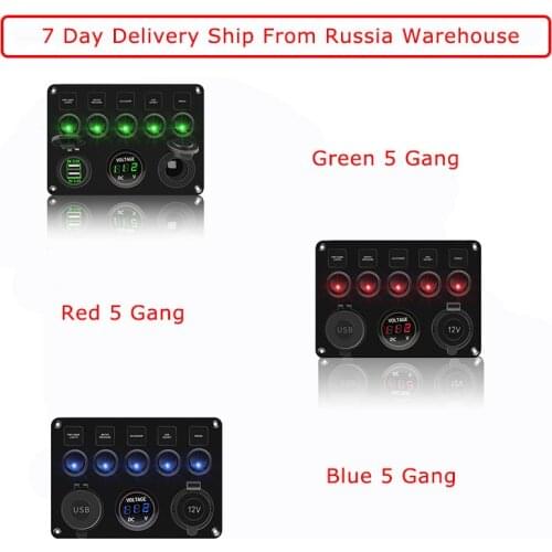 Hot Sale 5Gang Rocker Switch Panel Toggle Switch With Dual USB Waterproof Accessories For Marine Boat Car Truck Ship From Russia