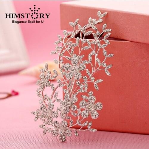 HIMSTORY Exquisite Design Floral Branch Comb Austrian Crystal Hair Accessory Bridal Hairpin Wedding Hair Jewelry