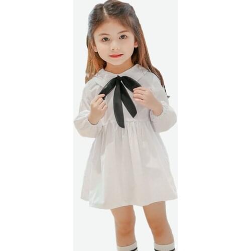 2018 Spring Autumn Cotton Girl Dress Korean Style Girls Clothes Long Sleeved Casual Girls Mini Dress Children Clothing DQ789