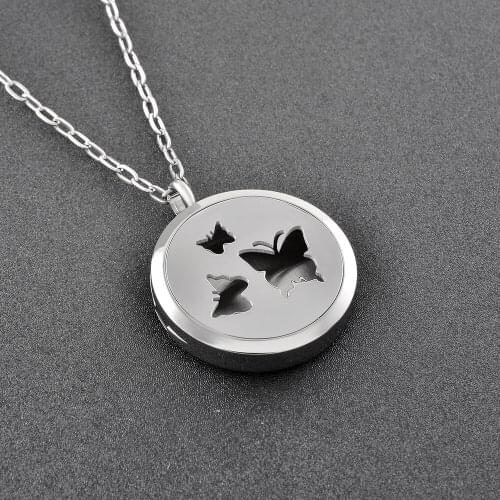 Ijp0165 Aromatherapy Stainless Steel Sweet Butterfly Animal Perfume Essential Oil Diffuser Pendant Necklace Women (Free Pads)