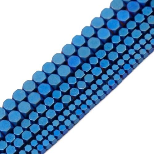 JHNBY Matte Blue Square Hematite Natural Stone 2/3/4mm Spacers Charms Loose Beads For Jewelry Making Diy Bracelets Accessories