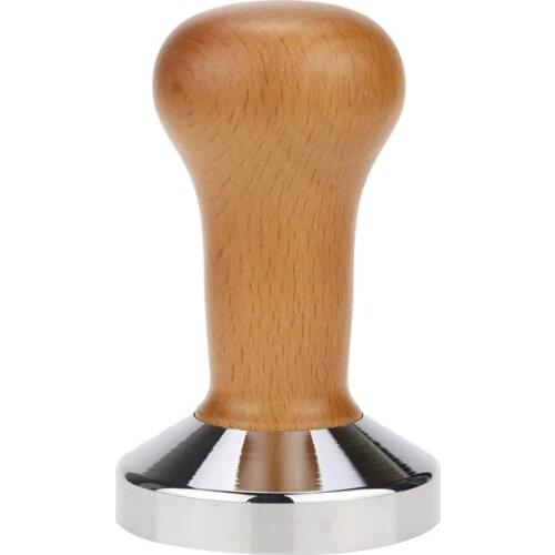 Coffee Tamping Press Hammer 51mm Coffee Tamper Stainless Steel Coffee Powder Press Hammer with Wood Handle Tool