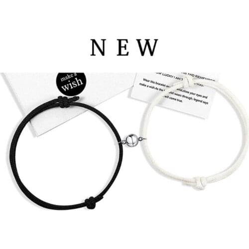 2Pcs Lover Couple Magnetic Distance Matching Bracelet Kit Lovers Matching Friendship Bracelet Kit Lovers Fashion Jewelry