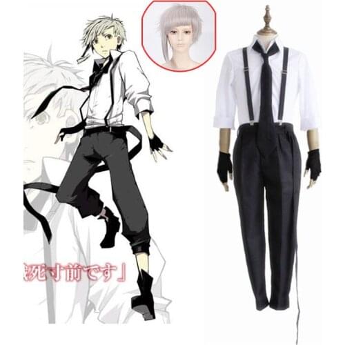 Anime Stray Dogs cosplay costumes Nakajima Atsushi uniform detective costumes Shirt/Pants/Tie/Glove/Wig Costumes for women men