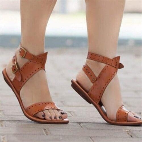 Summer new large size womens sandals 2021 fashion open toe breathable flat sandals women casual platform womens shoes