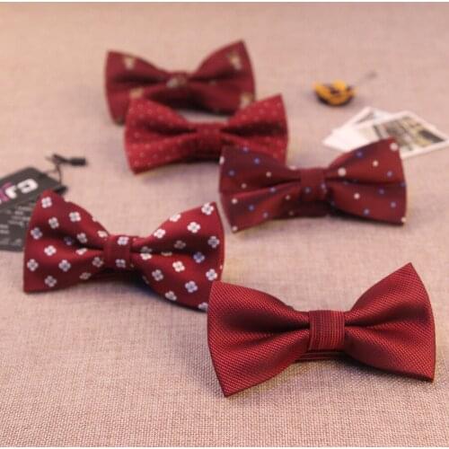 Linbaiway Red Bowtie for Mens Suit Butterfly Wedding Party Bow Tie Business Party Bowknot Accessories Necktie Cravat Custom Logo