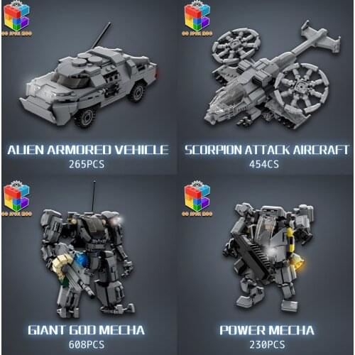 MOC Mini Power Armor Dark Mecha Tank Fighter Small Particle Building Blocks Educational Toy Set For Kids Gifts