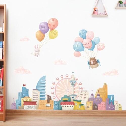 Dream Castle Cartoon Wall Stickers for Kids Room Girl Bedroom Decoration Self Adhesive Creative Wallpaper Decals for Furniture