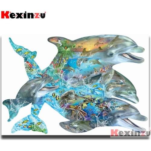 Kexinzu Full 5D DIY Square/Round Diamond Painting"Sea creature" 3D diamond Embroidery handcraft work Cross Stitch Mosaic Gift X0