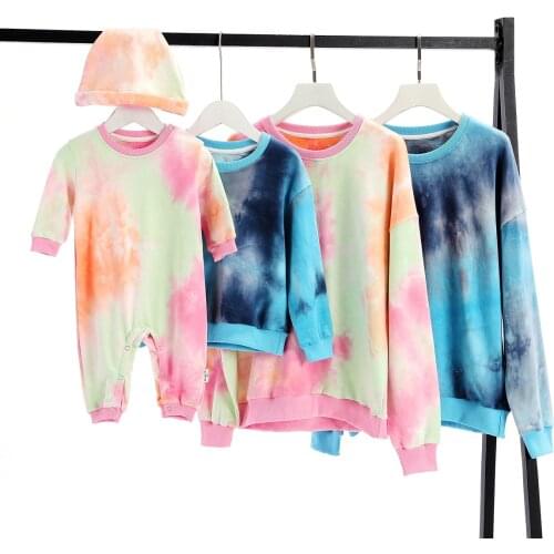 Family Matching Clothes Autumn Sweater Fashion Tie-Dye Style Father and Son Mother and Daughter Long-Sleeved Family Look