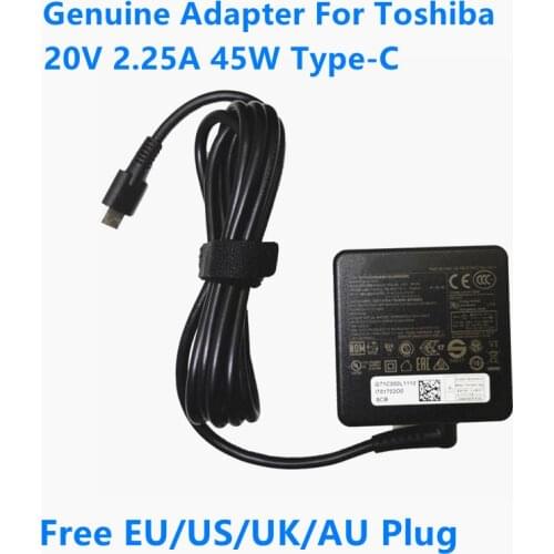 Genuine 20V 2.25A 45W PA5279U-1ACA PA5279E-1AC3 AC Power Adapter For Toshiba TECRA X40-D-10R PORTEGE X20W Series Laptop Charger