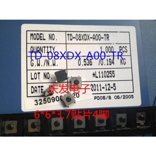 Original new 100% TD-08XDX-A00-TR SMD 4pin key switch 6*6*3.7 6X6X3.7mm
