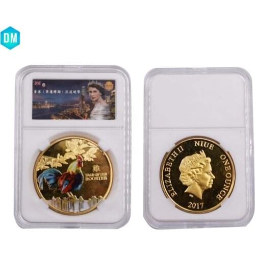 Commemorative Coin Collection Medal Souvenir Badge Coins Money Anniversary Souvenir 2017 Chicken Year Chinese Coin with Box