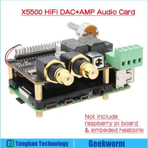 For Raspberry Pi 4, X5500 HiFi DAC+AMP Expansion Board Audio Card Support X872/X850/X860 Storage Board with Pi 4 Model B/ 3B