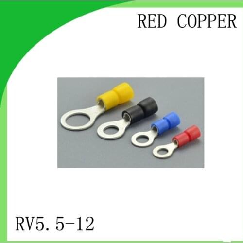 Manufacture red copper 1000 PCS RV5.5-12 Cold Pressed Terminal Connector Suitable for 12AWG - 10AWG Cable lug