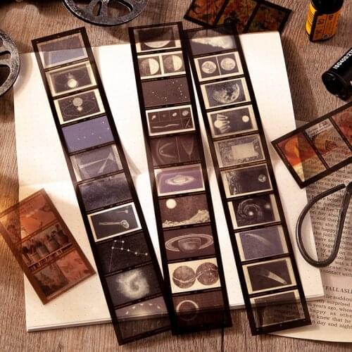 3 Pcs Transparent PET Stickers Retro Film Strip Sticker Vintage Decorative Journal Sticker Self-adhesive Decal For Album Diary