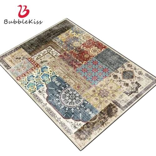Bubble Kiss American Style Retro Rugs Decor Home Living Room Flower Stitching Print Bedside Floor Carpet Tea Tables Non Slip Mat