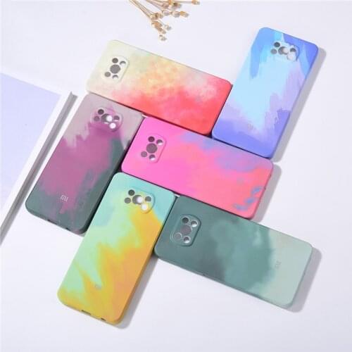 Luxury Watercolor Colorful Xiaomi Liquid Silicone Mobile Phone Case Full Back Protective Shell For MI 11 Lite Redmi K40 Pro Plus