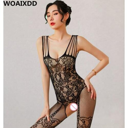 Sexy Bodystocking Women Costumes Lingerie Erotic Fishnet Crotchless Babydoll Bodysuits Nightwear Catsuit Porn Teddy Stockings