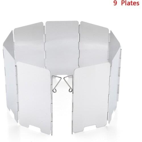 9 Plates Foldable Gas Stove Windshield Outdoor Camping Cooking Burner Windproof Screen Aluminium Alloy Outdoor Stove Wind Shield