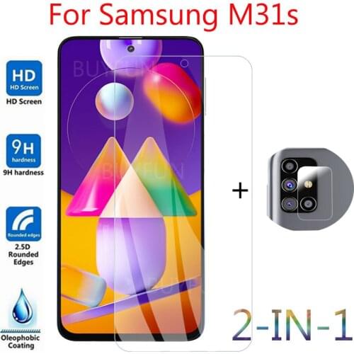 2 in 1 protective Glass For Samsung Galaxy M01 M31S screen protector Glass cover For Samsung M01 M21 M30 M31s Camera lens Film