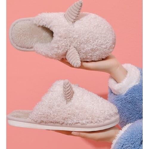 Autumn Winter Cotton Slippers Short Plush Rabbit Home Warm Thick Bottom Indoor Shoes Cat Slippers Womens Slippers Cute Sheep