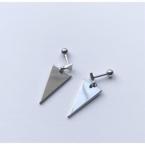 1pc European and American New Stainless Steel Geometric Triangle Earring Trend Mens and Womens Fashion Nightclub Party Jewelry