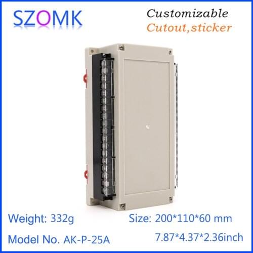 10 pcs 200*110*60mm szomk plastic din rail enclosure for electronics project box abs plastic pcb housing PLC control box