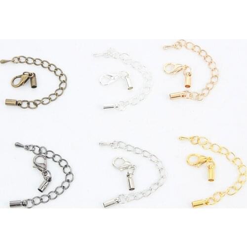 10pcs 6 Colors 3-10mm Lobster Clasps Hooks Extending Chain Cord Crimps End Tip Caps Connectors For Jewelry Making DIY Handmade