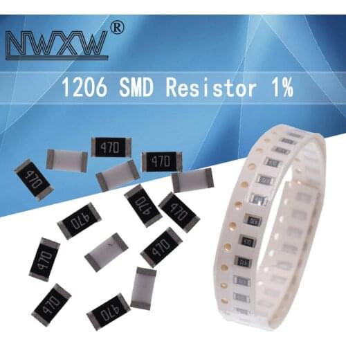 100Pcs 1206 SMD Resistor 5% 0R ~ 10M 1/4W 0 1 1 10 100 150 220 330 ohm K 2.2K K 100K 0R 10 1R 10R 100R 150R 220R 330R 470R 820R