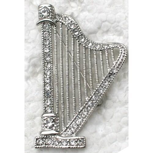12pcs/lot Wholesale Rhinestone Harp christian music Pin brooches C101907