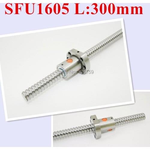 Hot Sale 16mm SFU1605 300mm Ball Screw Rolled ballscrew 1pc SFU1605 L 300mm with 1pc 1605 ballnut CNC parts