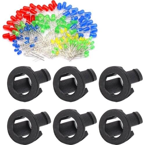 200Pcs 5mm LED Holder Electronic Component Accessory Diode Holder Black Bracket Mount Plastic Suit For 5mm Light Base
