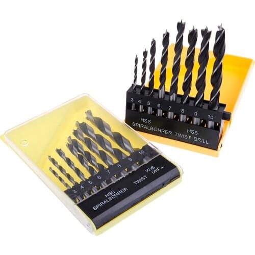 8Pcs Twist Drill Bits Set High Carbon Steel Metal Wood Drilling Tools 3/4/5/6/7/8/9/10mm for Woodworking Power Tools With Box
