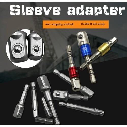 3/8PCS Socket Adapte Bits Set Hex Drill Nut Driver Power Shank 1/4" 3/8" 1/2" Connecting Rod Head Extension Drill Bits Tools