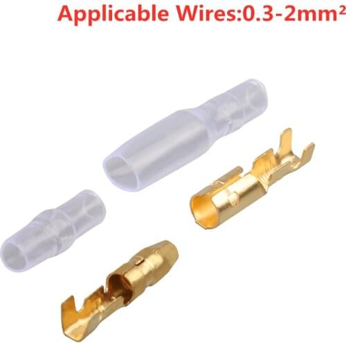4.0 bullet terminal car electrical wire connector diameter 4mm pin set 50sets=200pcs Female + Male + Case Cold press terminal