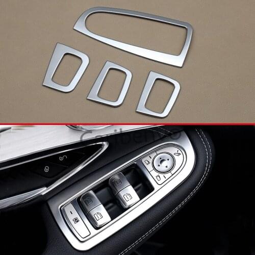 Car Styling Window Lift Mirror Adjust Switch Panel Matte Chrome Cover For Mercedes-Benz GLC C-Class W205 X253 C253 Accessories