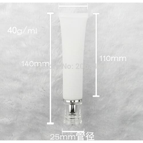40ml white soft tube or mildy wash tube or butter or handcream tube with acrylic shiny silver lid