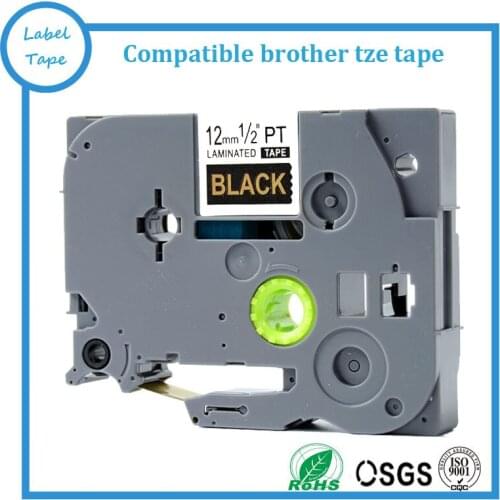5 pcs/lot Compatible cassette ribbons tz 12mm laminated tape tz 334 tze 334 gold on black