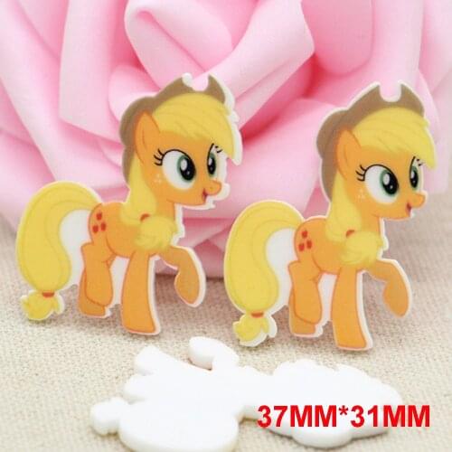 50pcs/lot 37*31MM Cartoon Horse Resin Flatback For Hair Bow Cute Planar Resin DIY Crafts For Home Decoration Accessories DL32