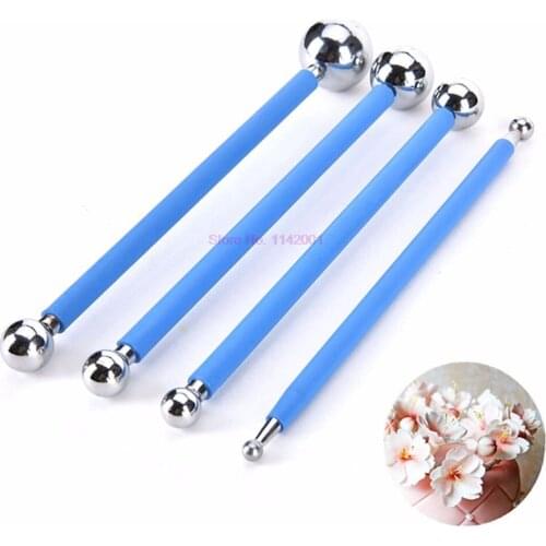 50set 4pcs/Lot Sugar carft Fondant Cake Decorating Carving Tool Stainless Steel Sticks Kitchen Accessories Polymer Clay Tool