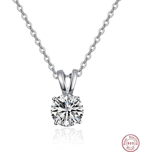 6.5mm 1.75ct Round Zircon Pendant S925 Silver Platinum O-shaped Necklace Cross Chain Womens Wedding Gift Jewelry Accessories