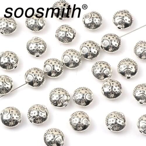 7x10mm30pcs Round Fat Fish Silver Colour Metal Beads Zinc Alloy Loose Fish Spacer Beads For Jewelry Making DIY Charm Bracelet