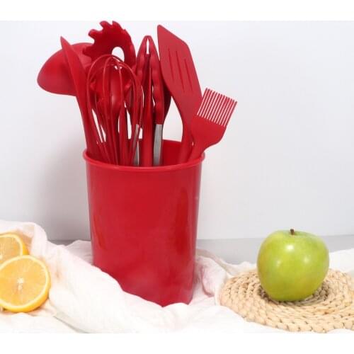 Non-stick Cookware Cooking Spatula Spoon Kitchen Utensil Storage Bucket All-inclusive Silicone Kitchenware 10-piece Set