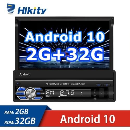 Hikity 1 Din Car radio Android 10.1 2+32G Optional 7'' Touch Screen Car Multimedia Player GPS Wifi Bluetooth Rear View Camera