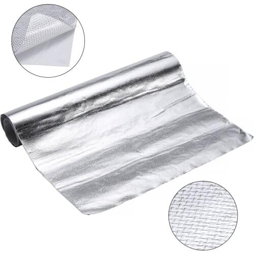 1pc 12"x24" 0.2mm Thickness Car Auto Heat Shield Barrier Heat Reflective Adhesive Backed Aluminum Fiberglass Cloth with PSA